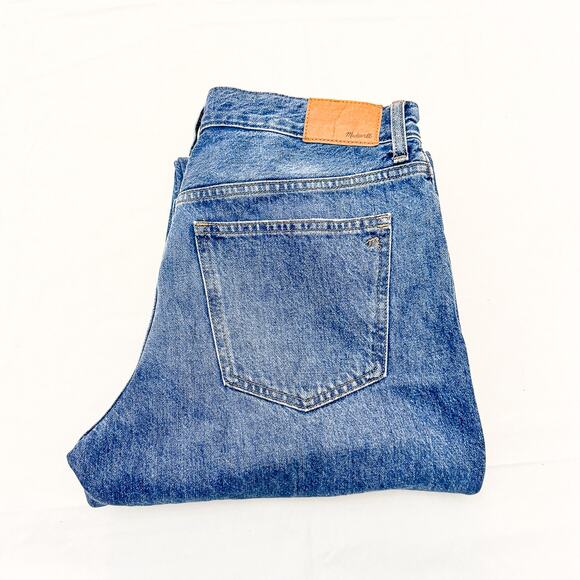 Madewell Low-Strung Straight Button Fly Wide Leg Denim Jeans DM7104 Size 28P - Picture 1 of 9